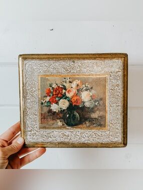 Vintage Floral Florentine Gold Gilt Wood Wall Plaque | Made in Italy